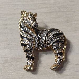 Gold and Black Zebra Brooch